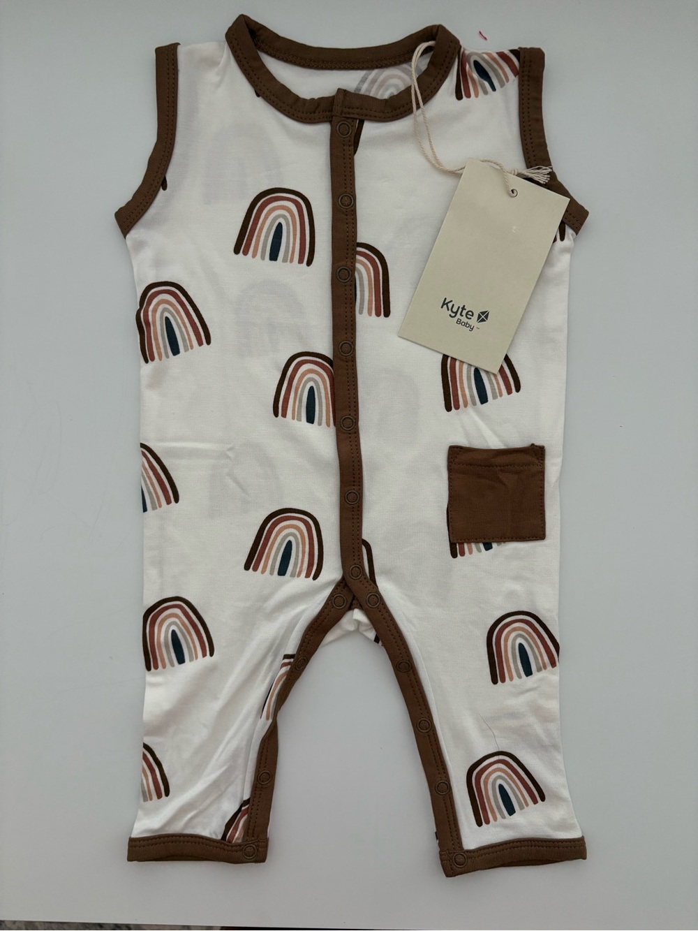 Kyte Baby Sleeveless Snap Romper 3-6M in Coffee Rainbow